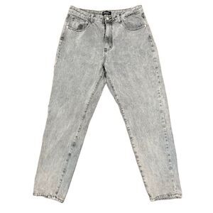 Nasty Gal Light Wash Black Denim Relaxed with Tapered Leg Women's Jeans Size 10